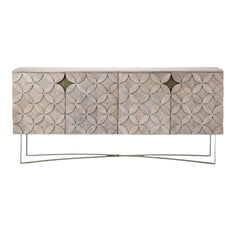 Light Brown Solid Mango Wood Finish Sideboard With 4 Cabinet Doors - Homeroots