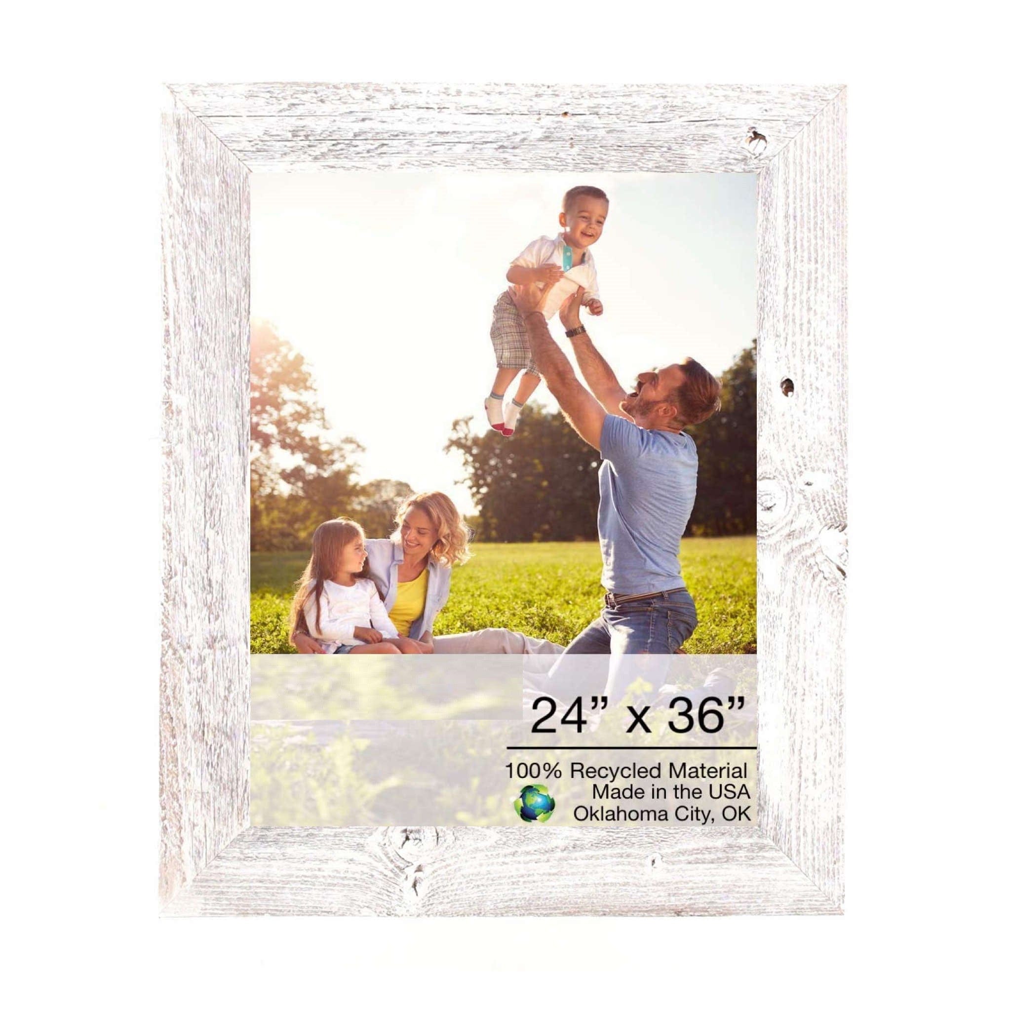 24X36 Rustic White Washed Picture Frame With Plexiglass Holder - Homeroots