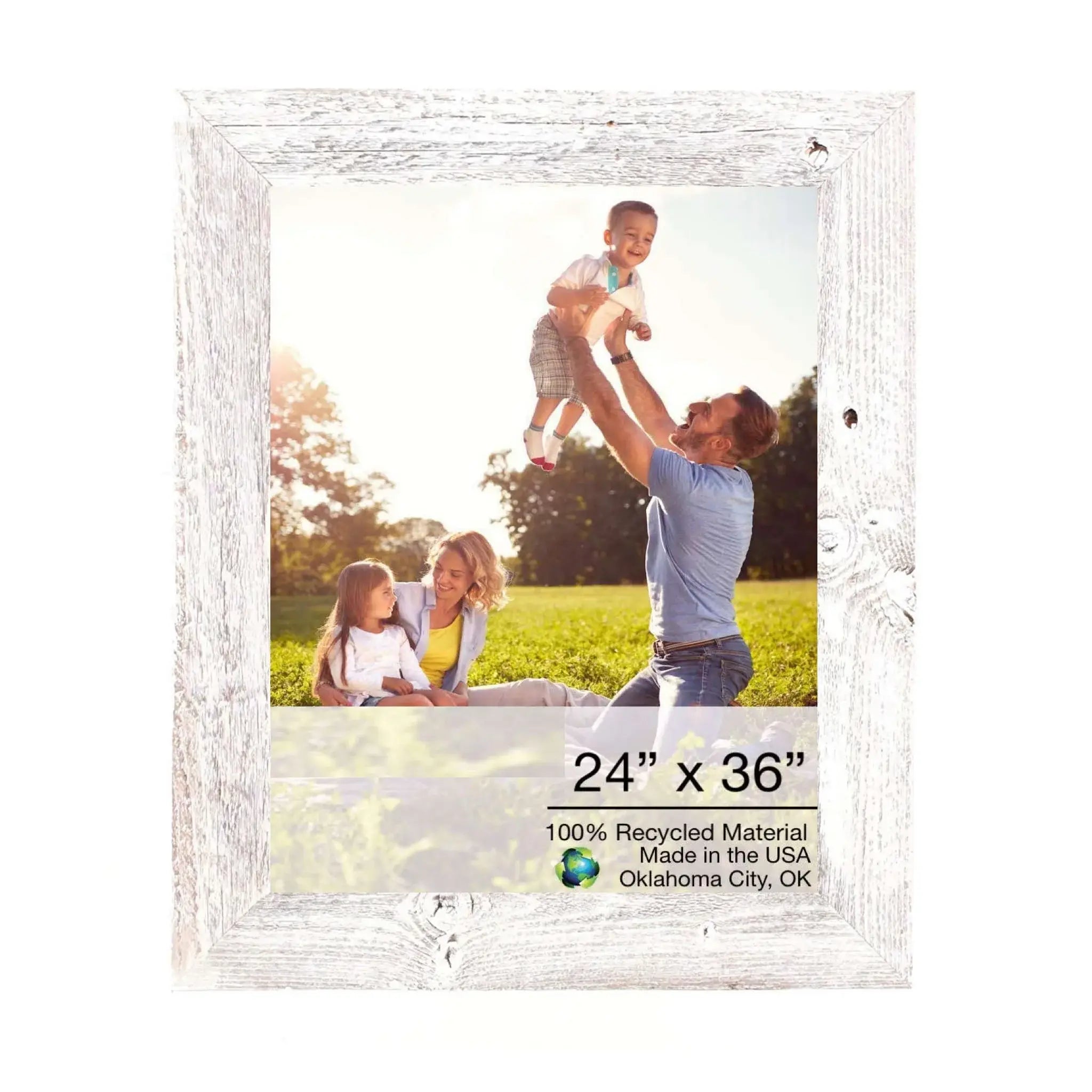 24X36 Rustic White Washed Picture Frame With Plexiglass Holder - Homeroots - Flyclothing LLC