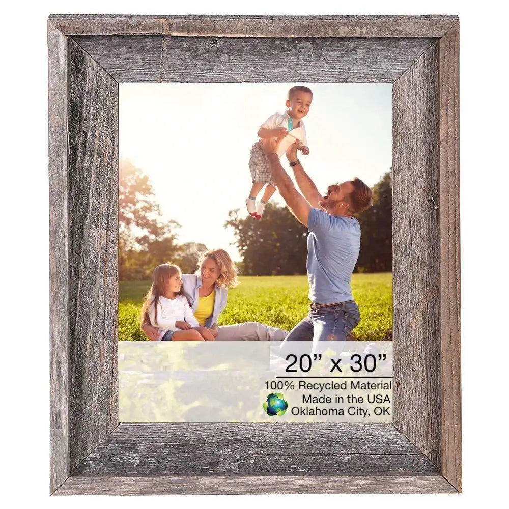 20X30 Natural Weathered Grey Picture Frame With Plexiglass Holder - Homeroots - Flyclothing LLC