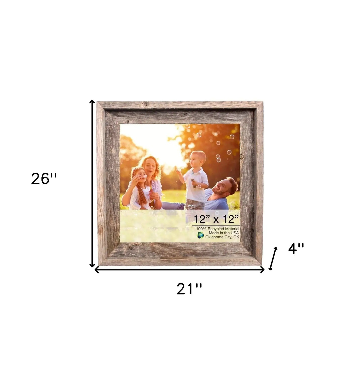 12X12 Natural Weathered Grey Picture Frame - Homeroots - Flyclothing LLC