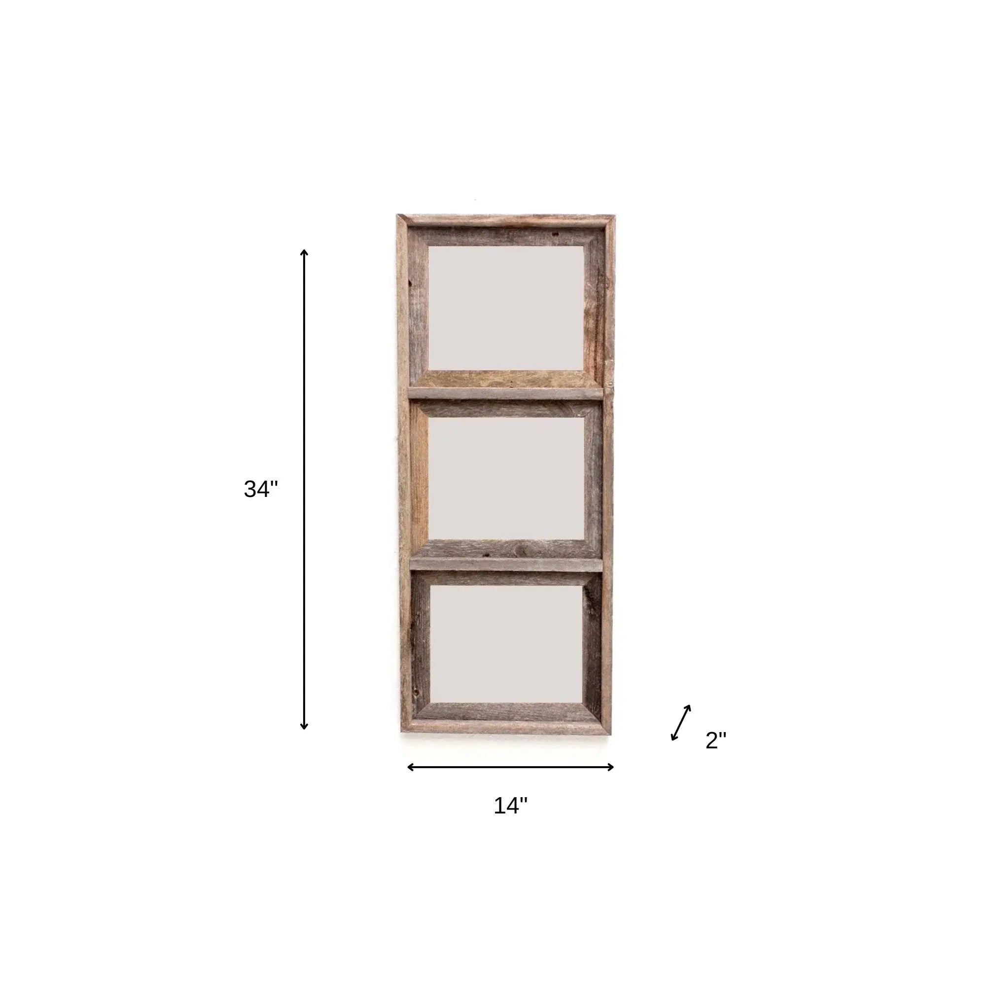 8 x 10 Gray Reclaimed Wood Three Slot Hanging Picture Frame - Homeroots - Flyclothing LLC