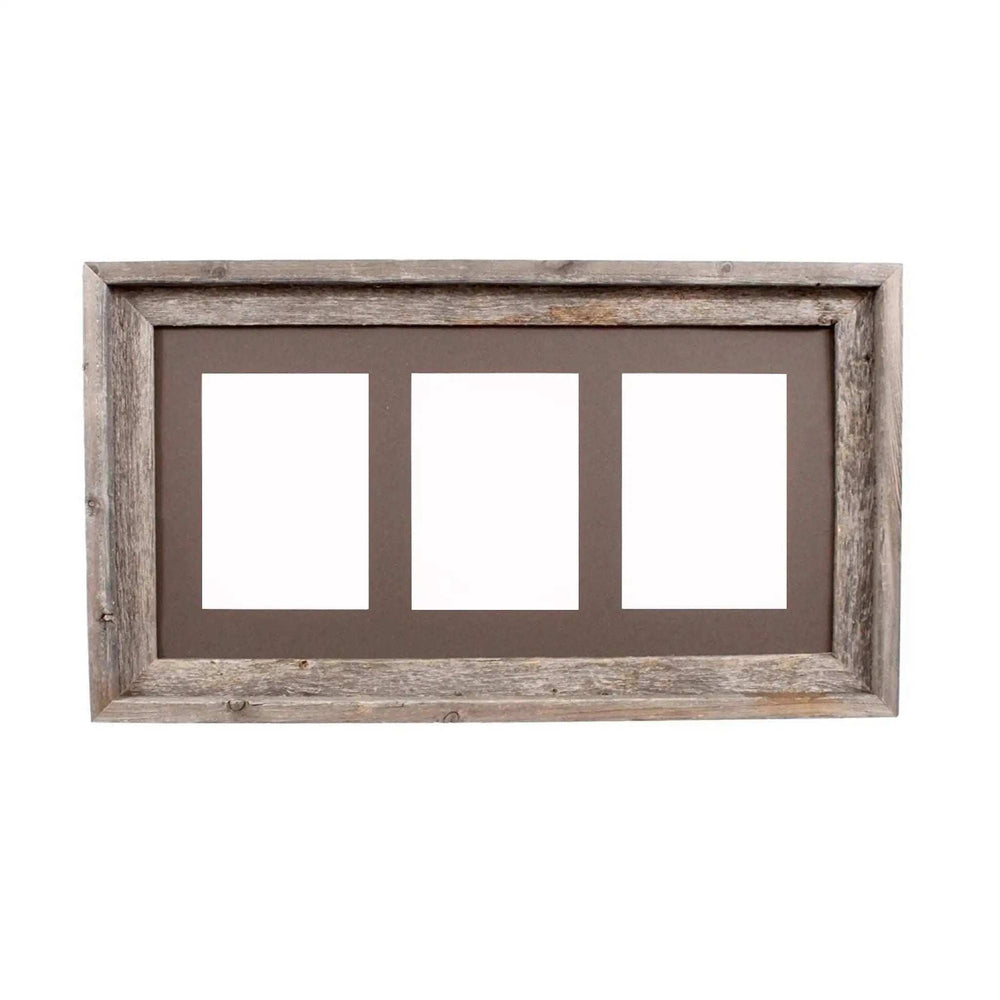 5X7 Natural Weathered Grey Three Photo Picture Frame - Homeroots - Flyclothing LLC