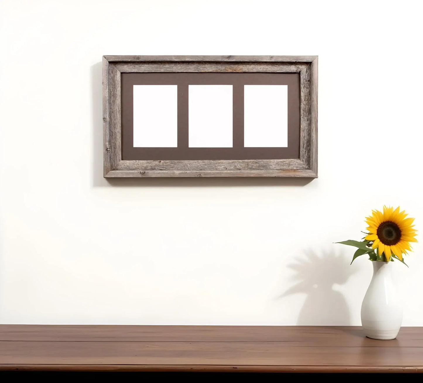 5X7 Natural Weathered Grey Three Photo Picture Frame - Homeroots - Flyclothing LLC