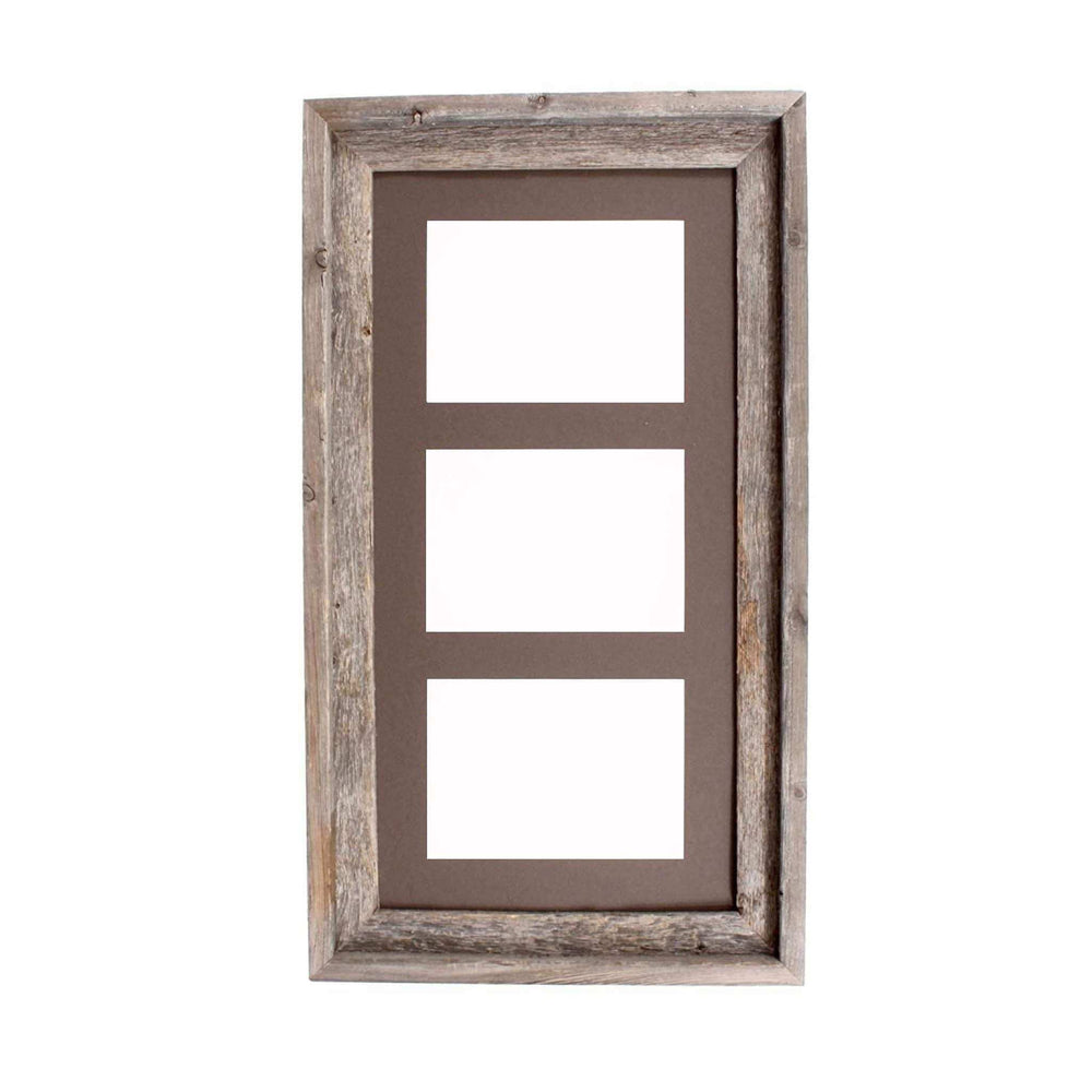 5X7 Natural Weathered Grey Three Photo Picture Frame - Homeroots - Flyclothing LLC