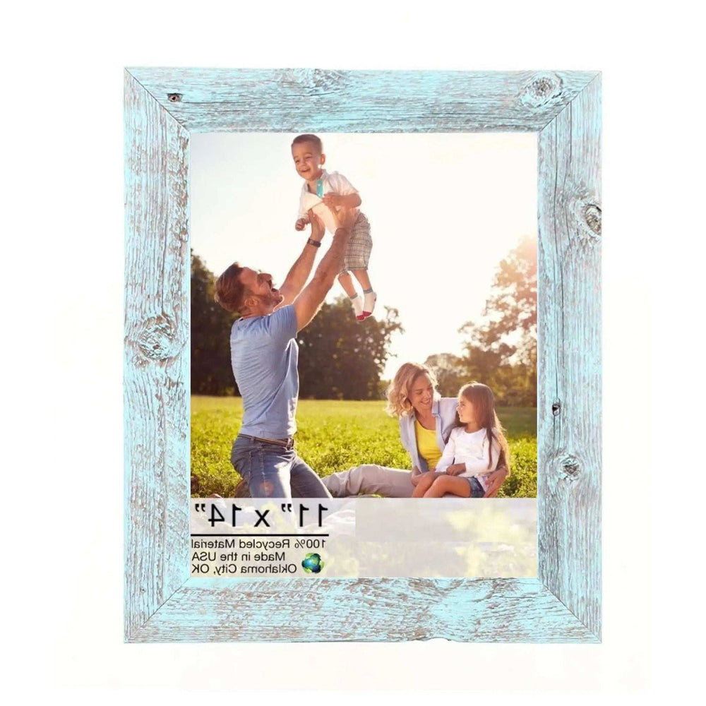 11X14 Rustic Blue Picture Frame With Plexiglass Holder - Homeroots - Flyclothing LLC