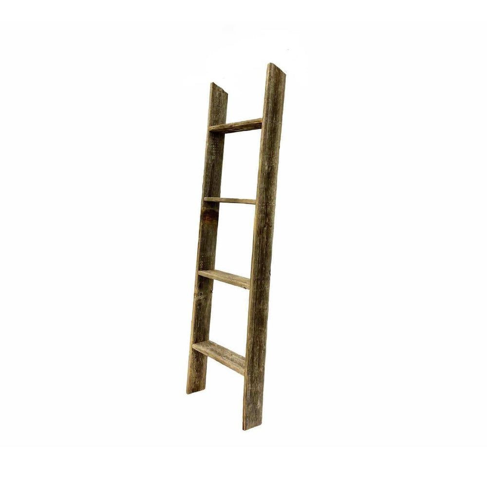 4 Step Rustic Black Wood Ladder Shelf - Homeroots - Flyclothing LLC