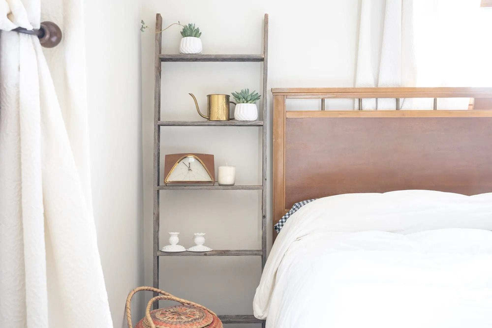 5 Step Rustic Weathered Grey Wood Ladder Shelf - Homeroots - Flyclothing LLC