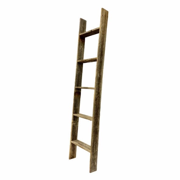 5 Step Rustic Weathered Grey Wood Ladder Shelf - Homeroots