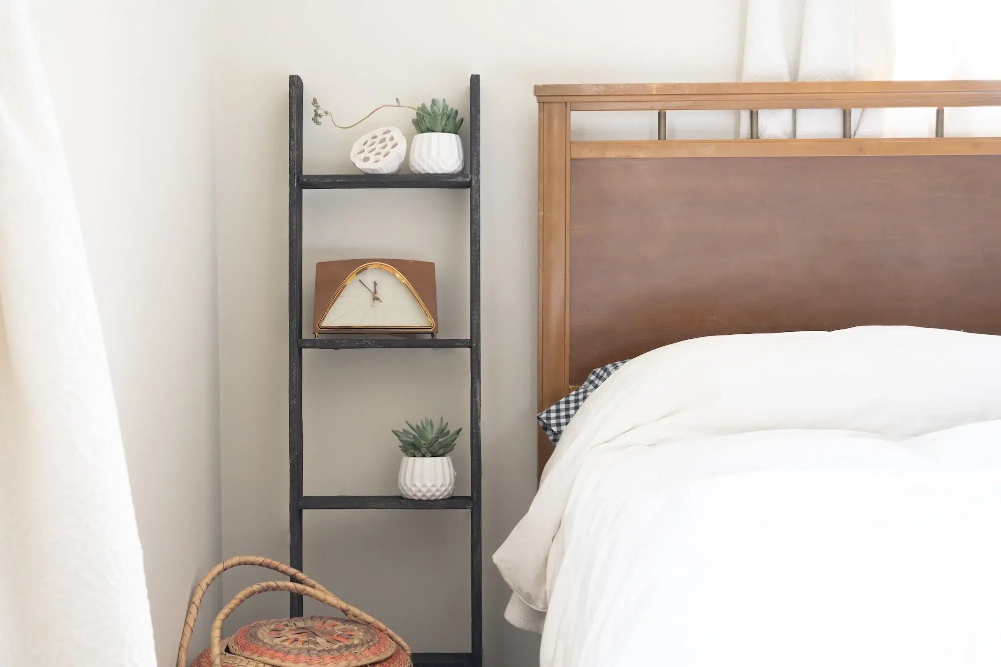 4 Step Blackwash Rustic Wood Ladder Shelf - Homeroots - Flyclothing LLC