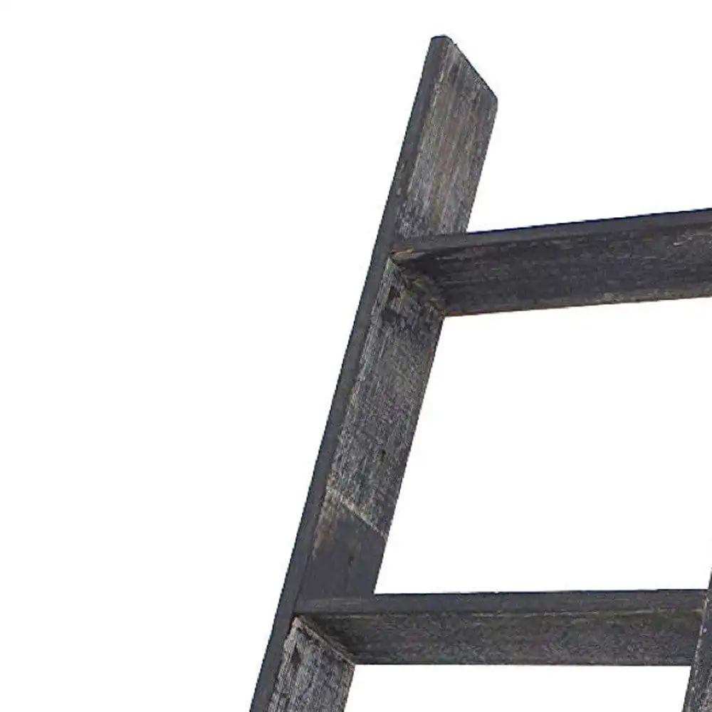 4 Step Blackwash Rustic Wood Ladder Shelf - Homeroots - Flyclothing LLC