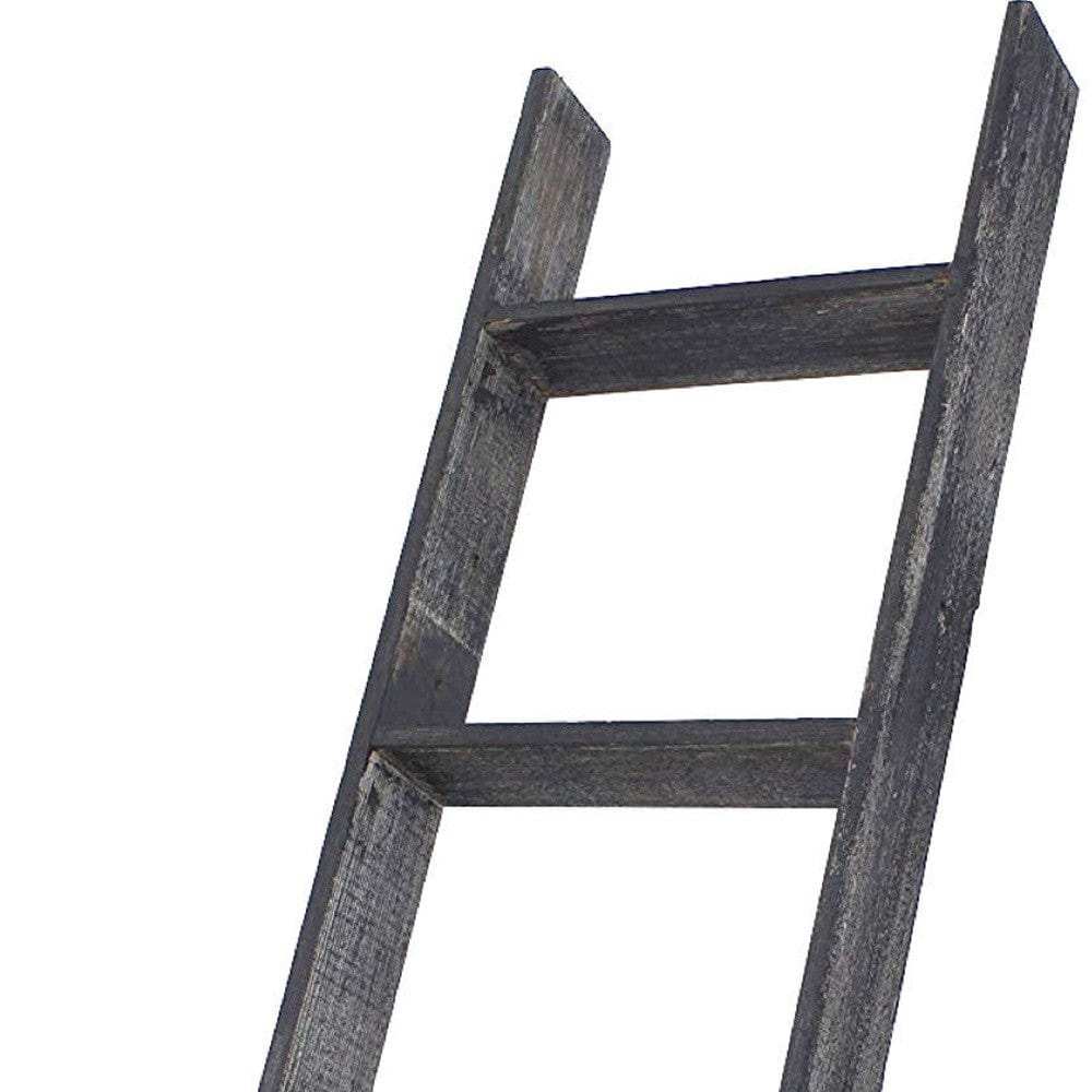 4 Step Blackwash Rustic Wood Ladder Shelf - Homeroots - Flyclothing LLC