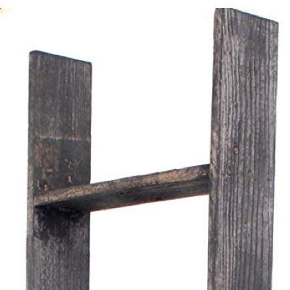 4 Step Rustic Black Wood Ladder Shelf - Homeroots