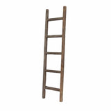 5 Step Rustic Espresso Gray Wood Ladder Shelf - Homeroots