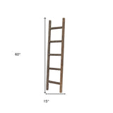 5 Step Rustic Espresso Gray Wood Ladder Shelf - Homeroots - Flyclothing LLC