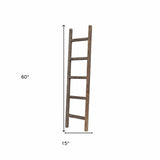 5 Step Rustic Espresso Gray Wood Ladder Shelf - Homeroots - Flyclothing LLC