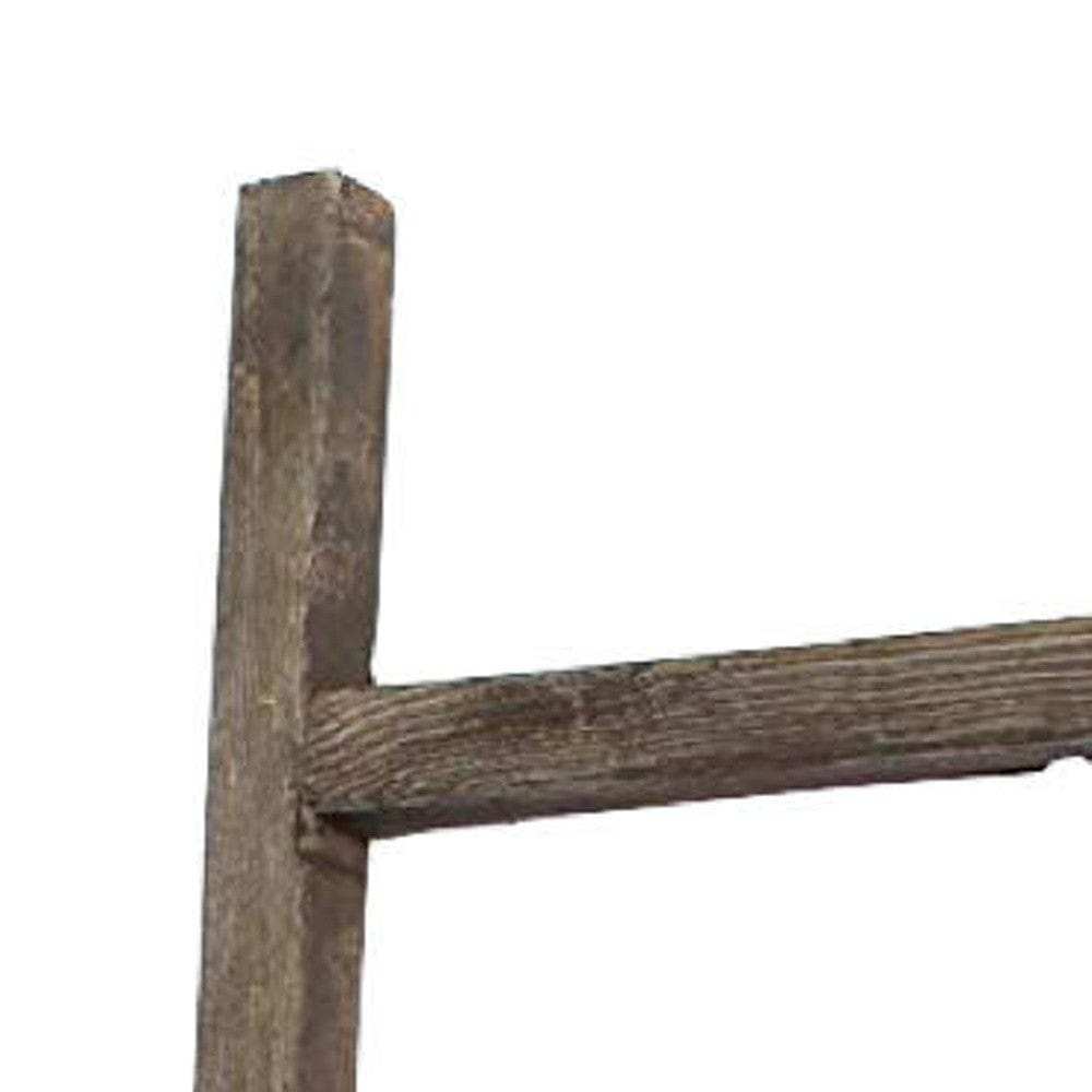 5 Step Rustic Espresso Gray Wood Ladder Shelf - Homeroots - Flyclothing LLC