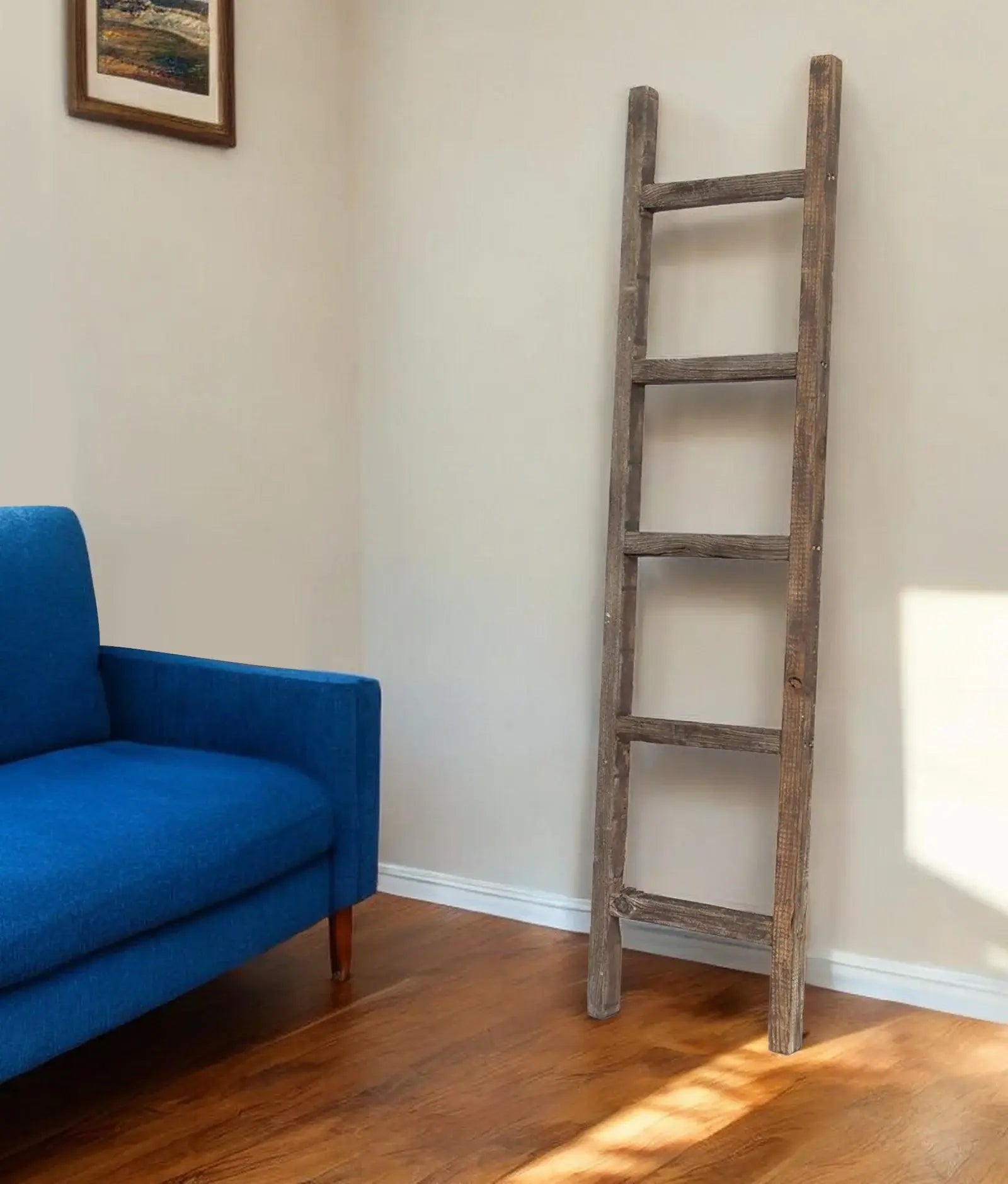 5 Step Rustic Espresso Gray Wood Ladder Shelf - Homeroots - Flyclothing LLC