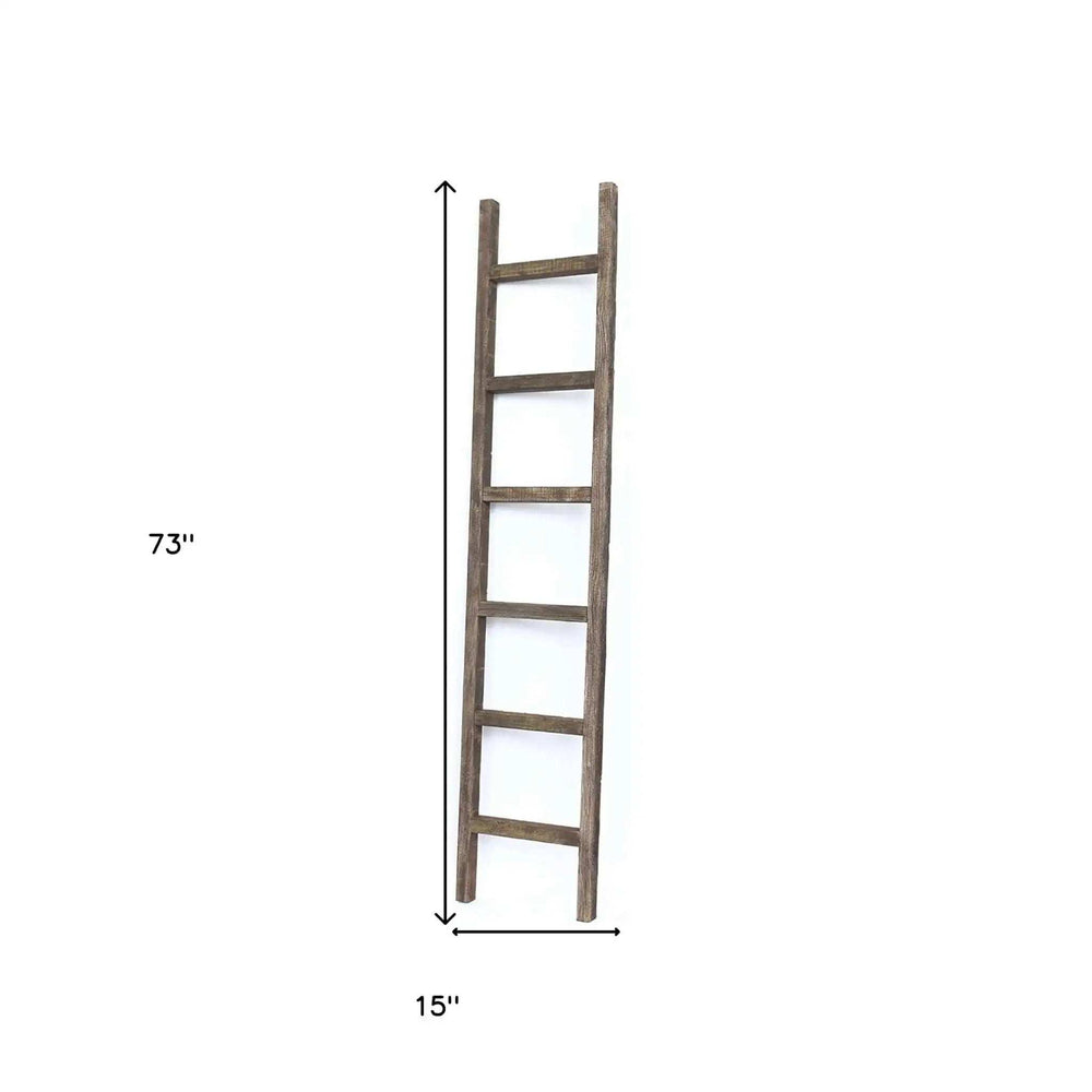 6 Step Rustic Espresso Wood Ladder Shelf - Homeroots - Flyclothing LLC