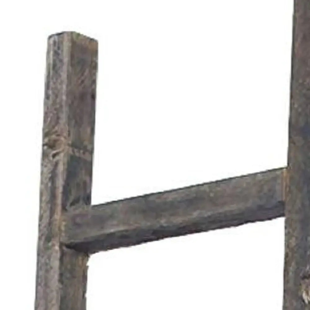 6 Step Rustic Smoky Black Wood Ladder Shelf - Homeroots - Flyclothing LLC