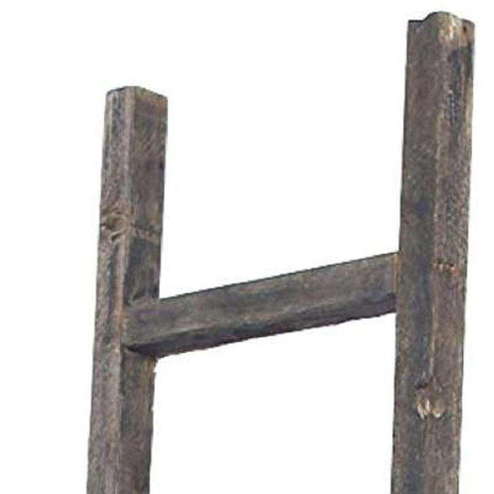 6 Step Rustic Smoky Black Wood Ladder Shelf - Homeroots - Flyclothing LLC