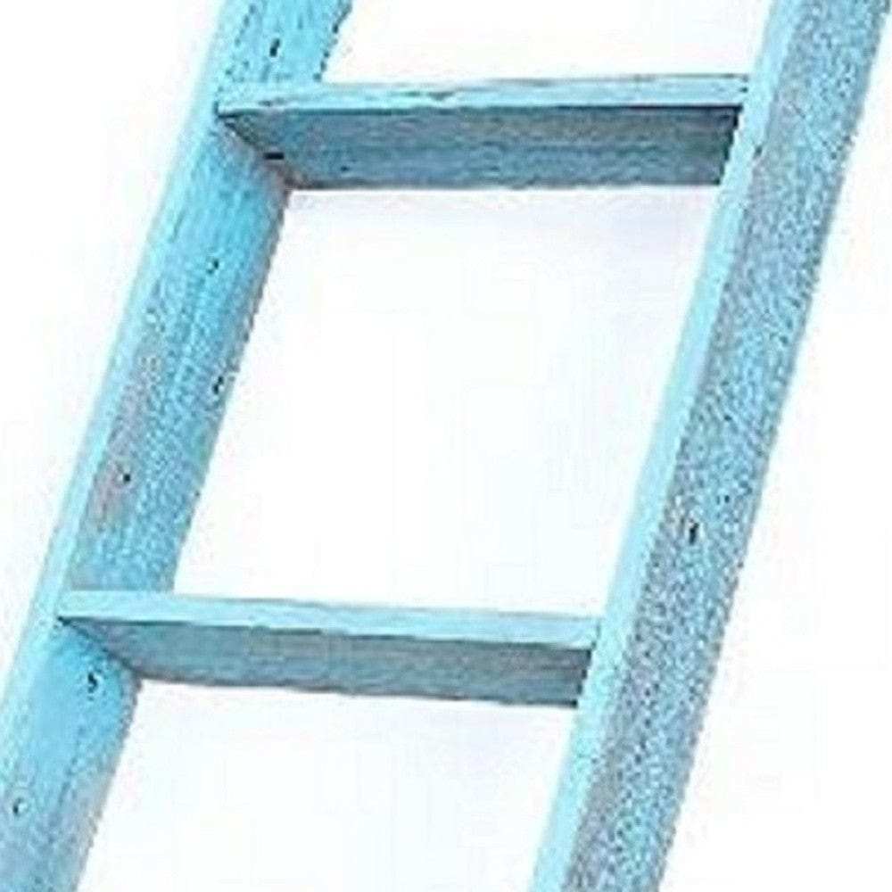 5 Step Rustic Turquoise Wood Ladder Shelf - Homeroots - Flyclothing LLC