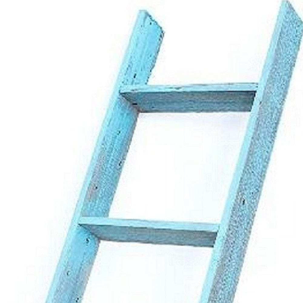 5 Step Rustic Turquoise Wood Ladder Shelf - Homeroots - Flyclothing LLC