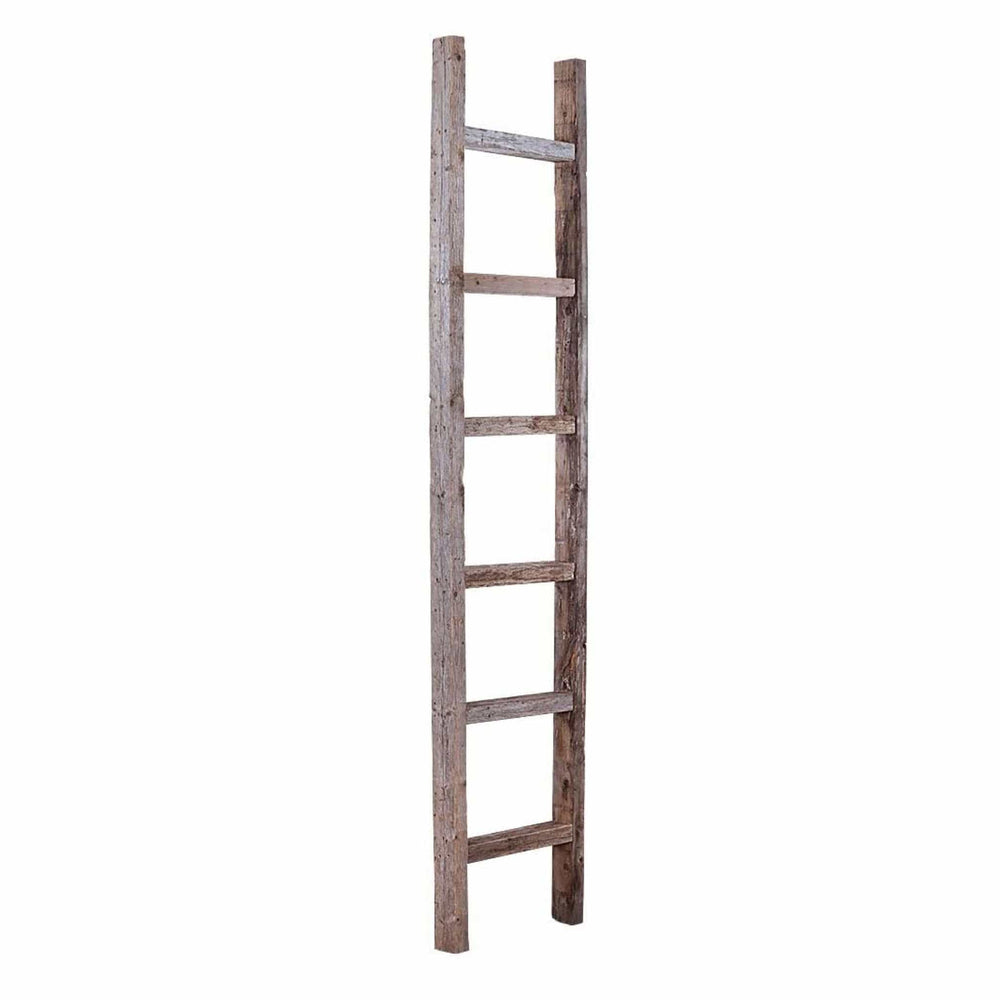 72" Gray Rustic Seven Step Wood Ladder Shelf - Homeroots - Flyclothing LLC