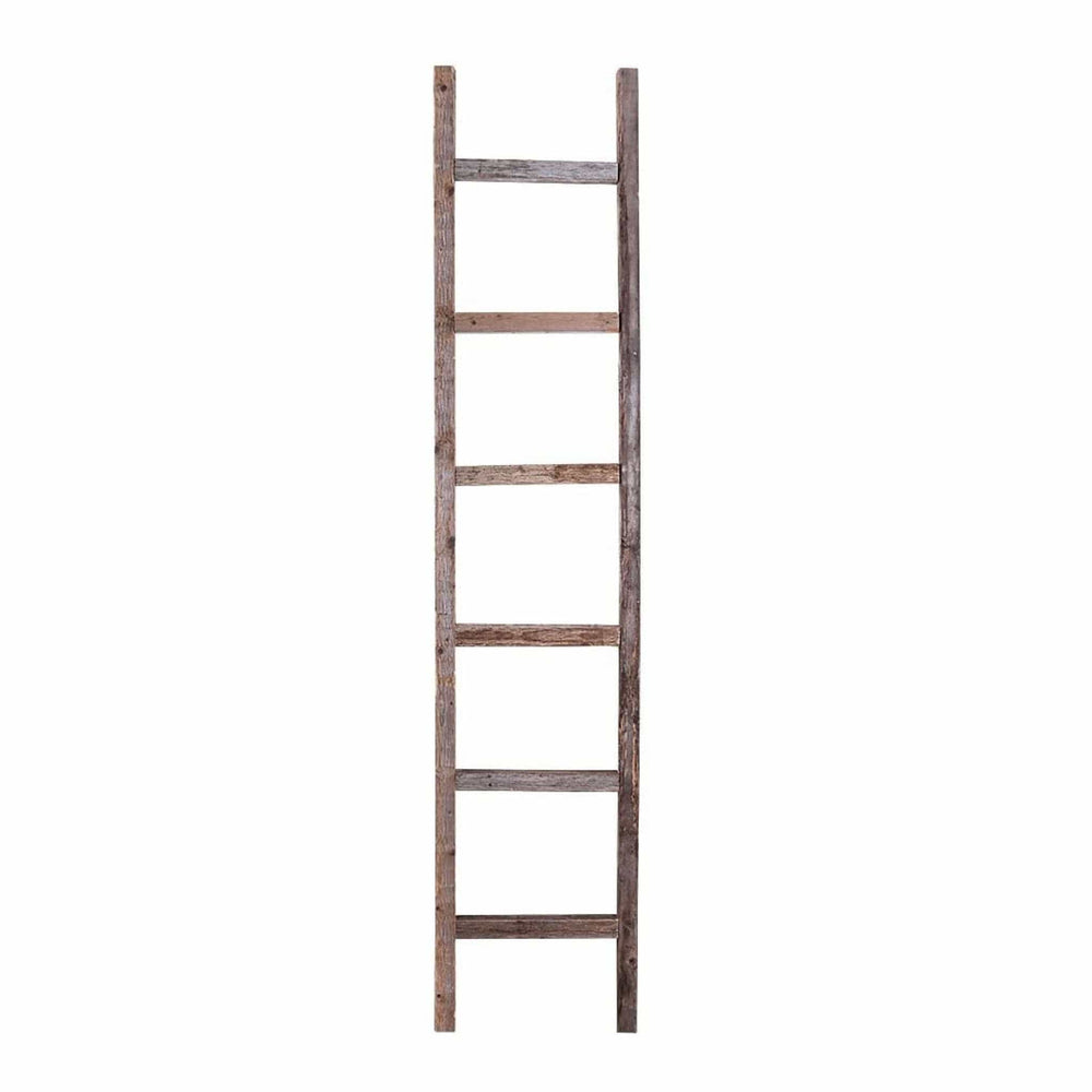 72" Gray Rustic Seven Step Wood Ladder Shelf - Homeroots - Flyclothing LLC