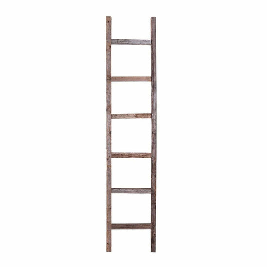72" Gray Rustic Seven Step Wood Ladder Shelf