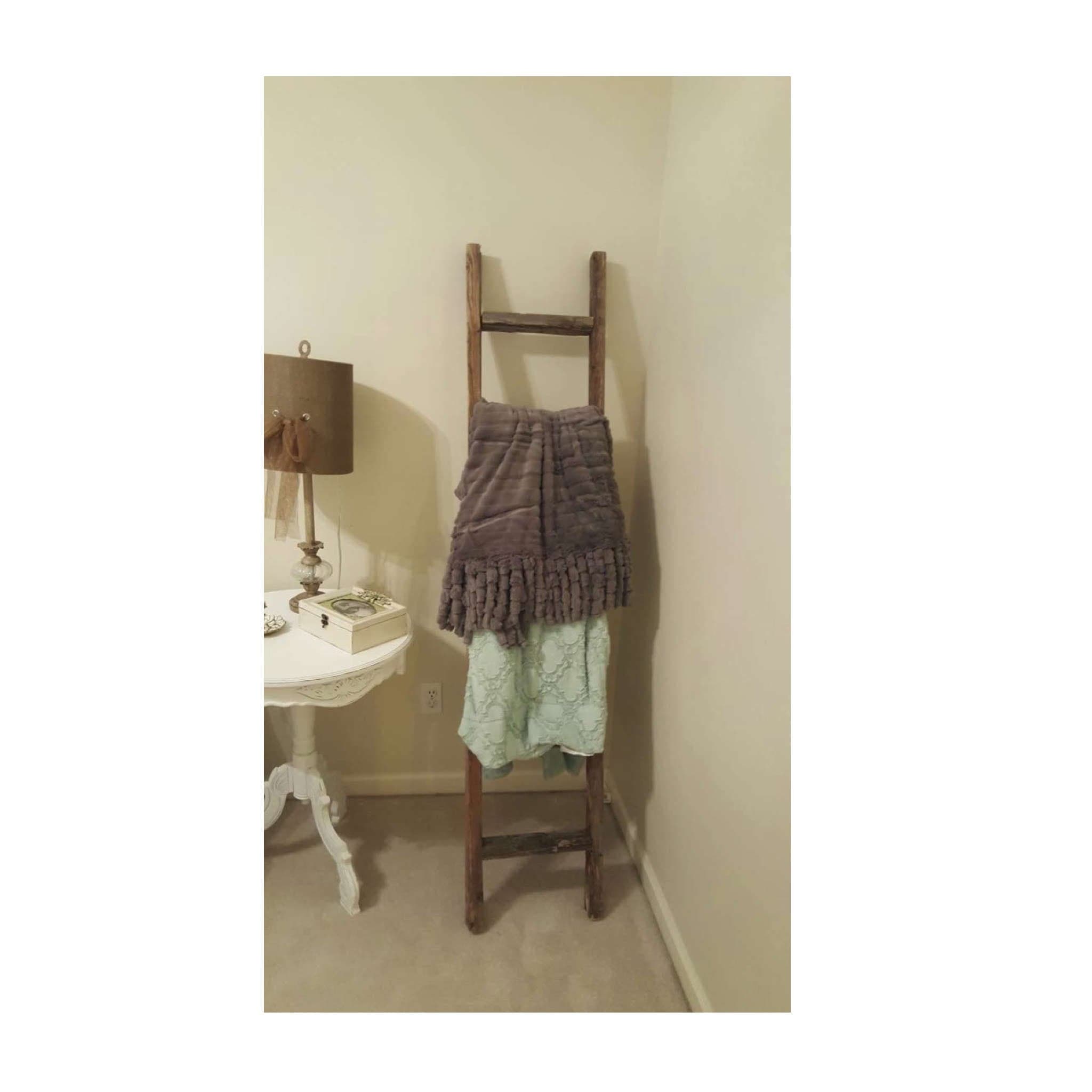 72" Gray Rustic Seven Step Wood Ladder Shelf - Homeroots - Flyclothing LLC