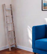72" Gray Rustic Seven Step Wood Ladder Shelf - Homeroots - Flyclothing LLC