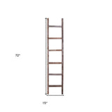 72" Gray Rustic Seven Step Wood Ladder Shelf - Homeroots - Flyclothing LLC