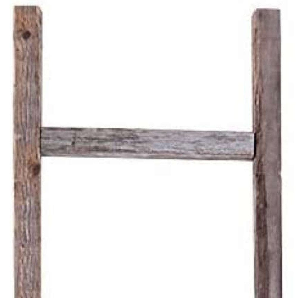 72" Gray Rustic Seven Step Wood Ladder Shelf - Homeroots - Flyclothing LLC