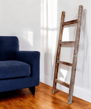 48" Gray Rustic Four Step Wood Ladder Shelf - Homeroots