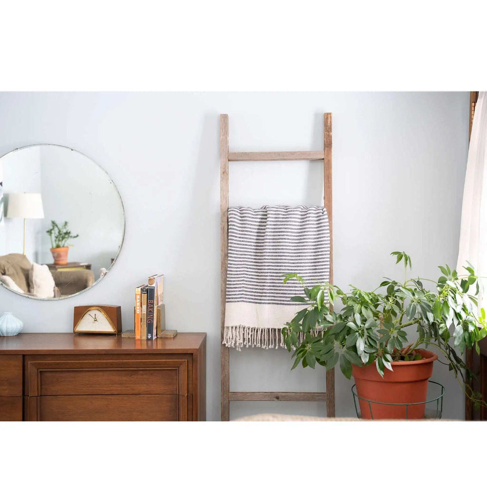 6 Step Rustic Weathered Grey Wood Ladder Shelf - Homeroots - Flyclothing LLC