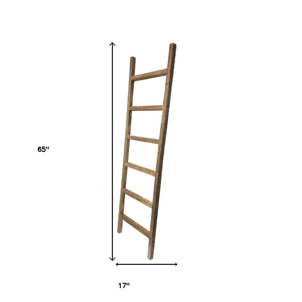 6 Step Rustic Weathered Grey Wood Ladder Shelf - Homeroots - Flyclothing LLC