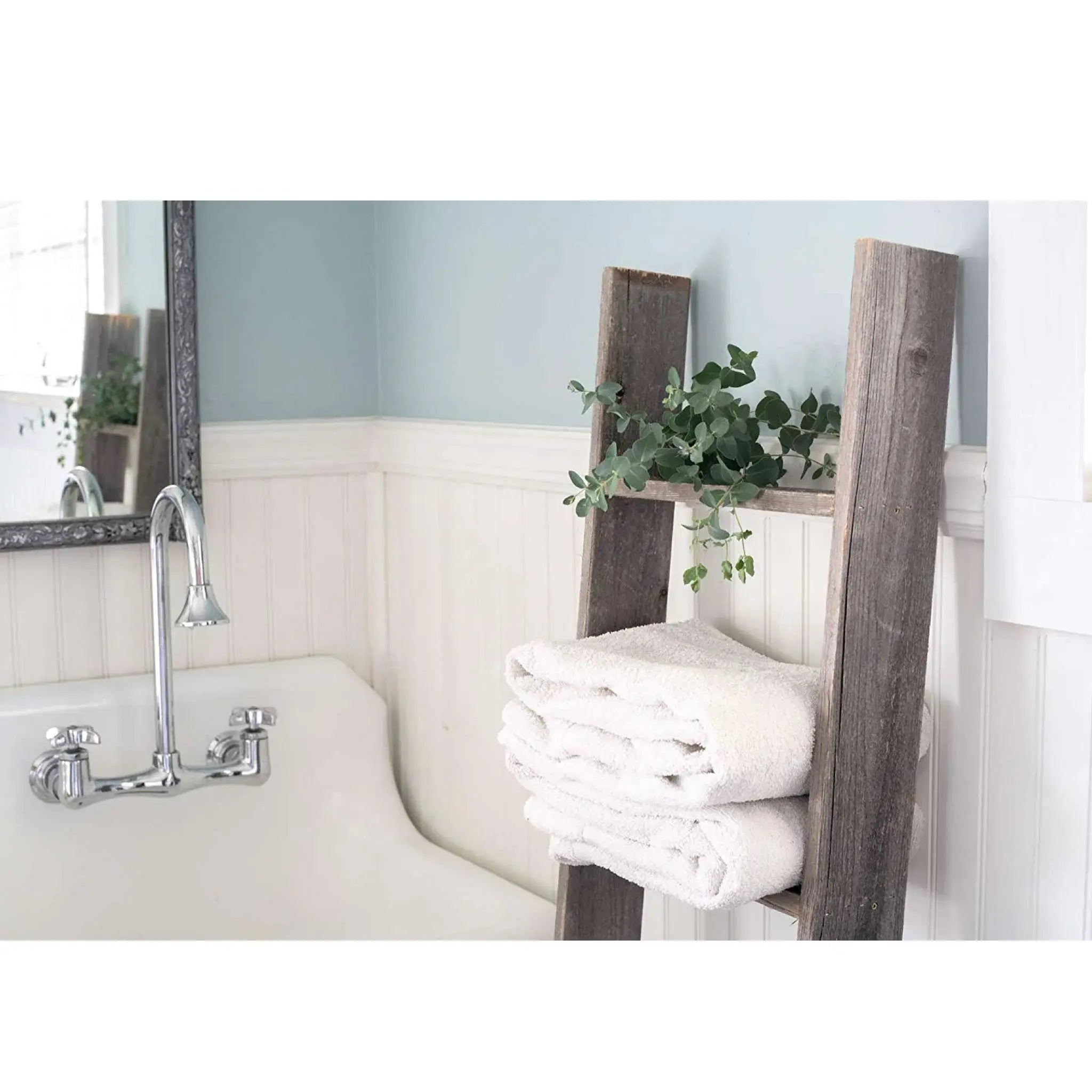 4 Step Rustic Weathered Grey Wood Ladder Shelf - Homeroots - Flyclothing LLC