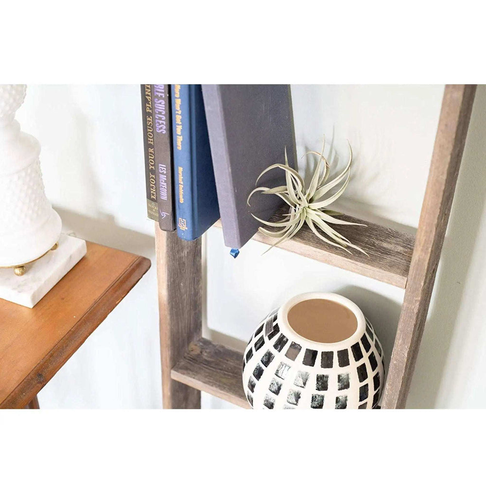 4 Step Rustic Weathered Grey Wood Ladder Shelf - Homeroots - Flyclothing LLC