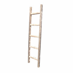 4 Step Rustic Weathered Grey Wood Ladder Shelf