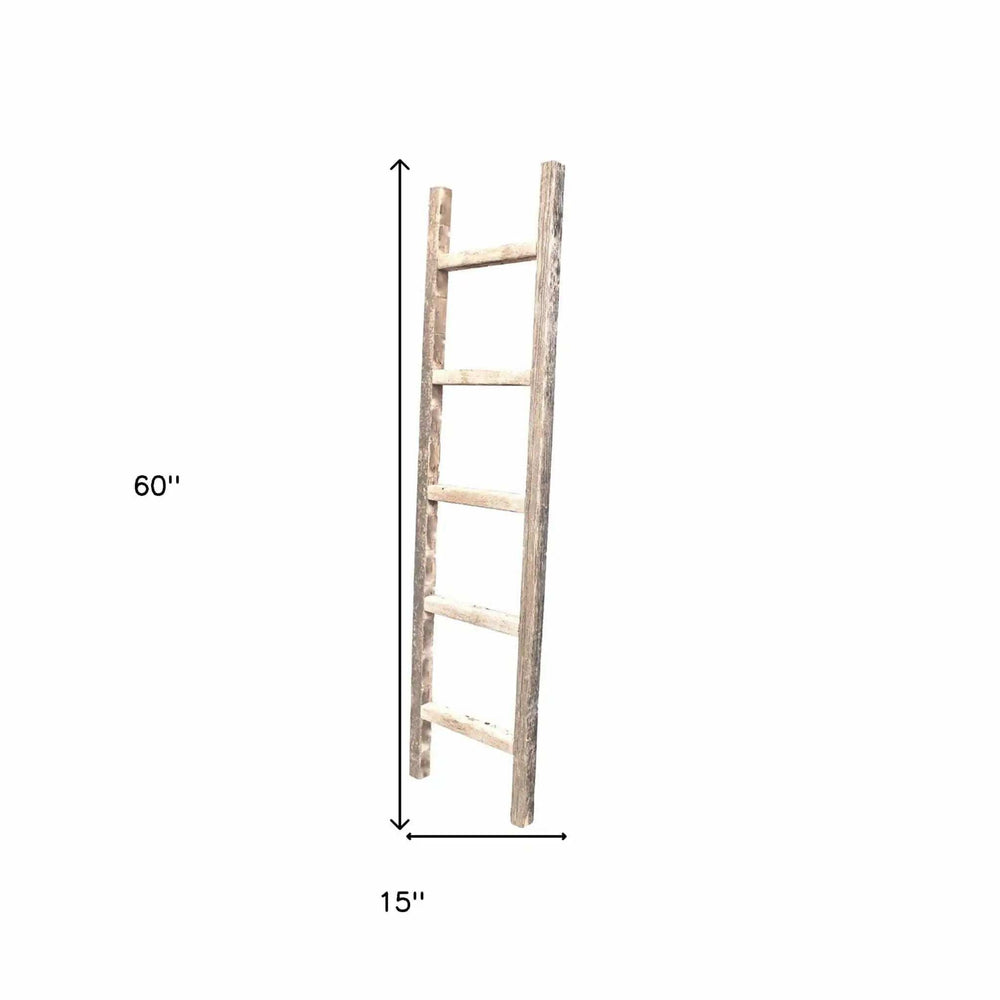 4 Step Rustic Weathered Grey Wood Ladder Shelf - Homeroots - Flyclothing LLC