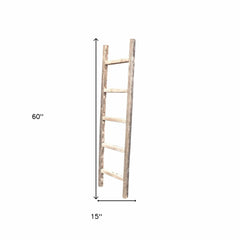 4 Step Rustic Weathered Grey Wood Ladder Shelf