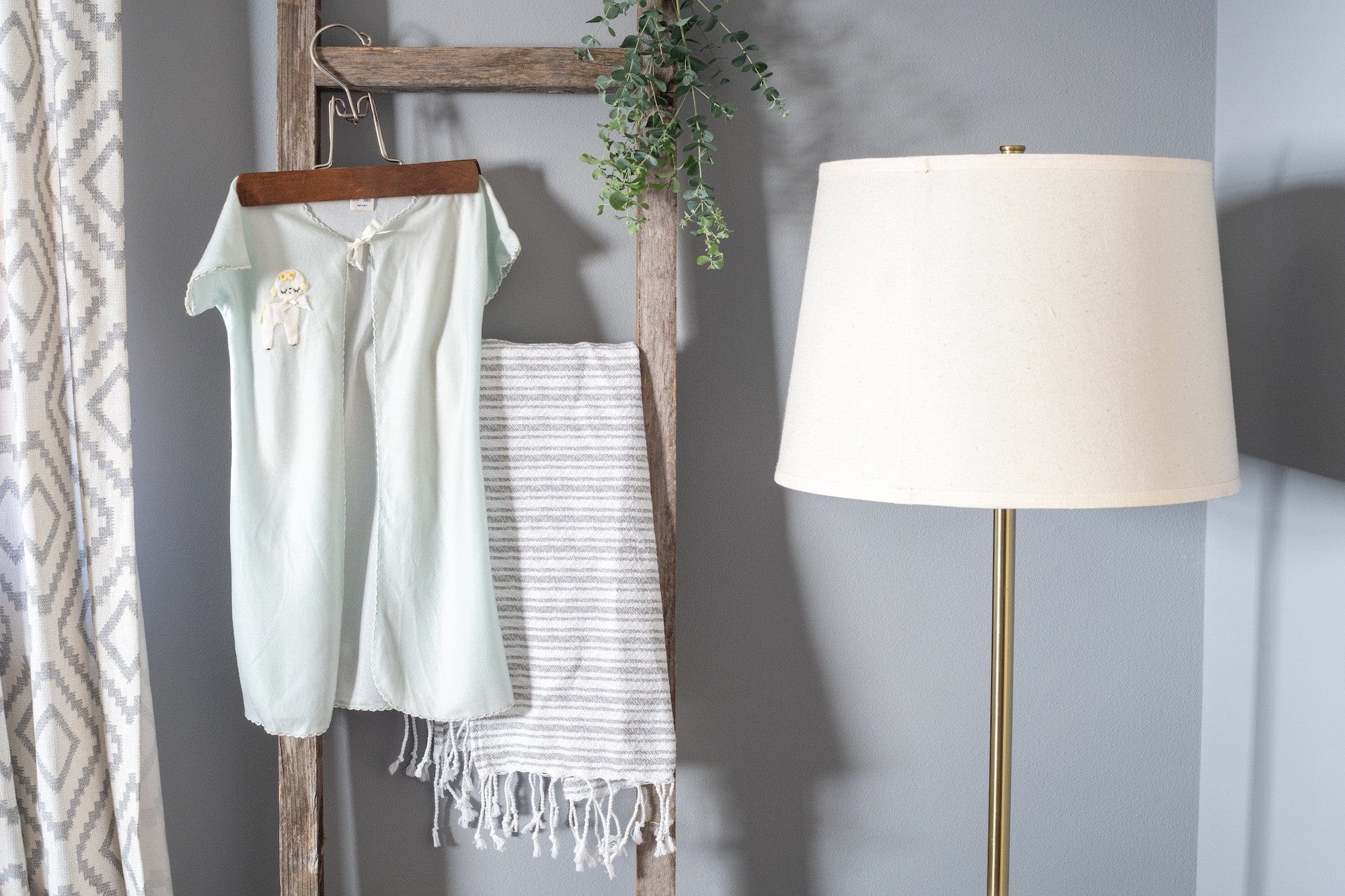 Six Step Rustic Weathered Grey Wood Ladder Shelf - Homeroots