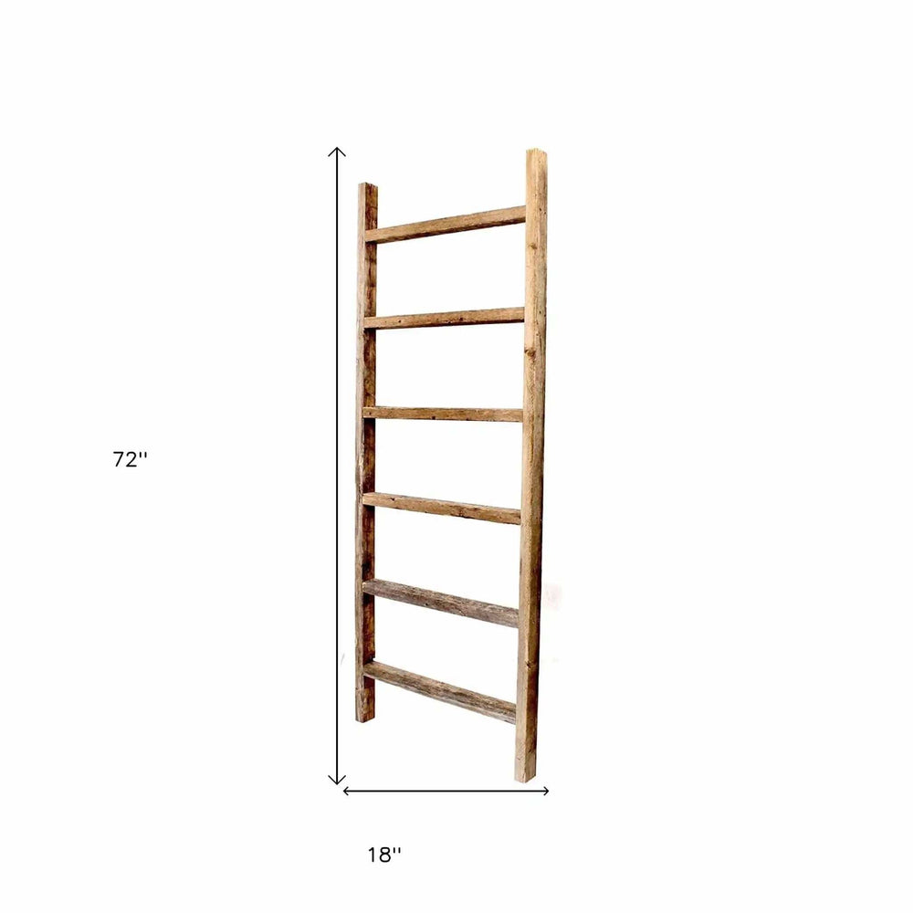 6 Step Rustic Weathered Grey Wood Ladder Shelf - Homeroots - Flyclothing LLC