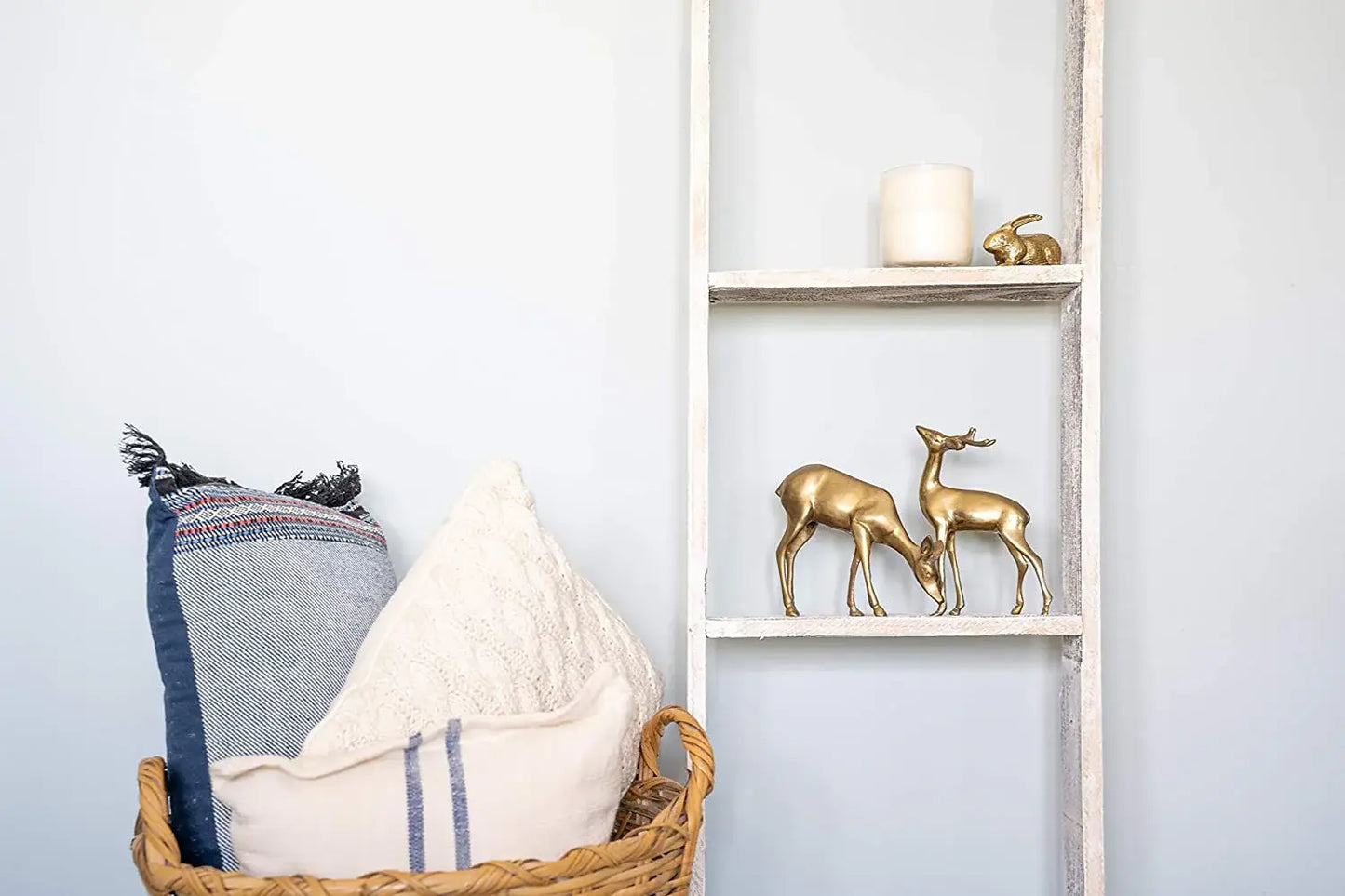 4 Step Rustic White Wood Ladder Shelf - Homeroots - Flyclothing LLC