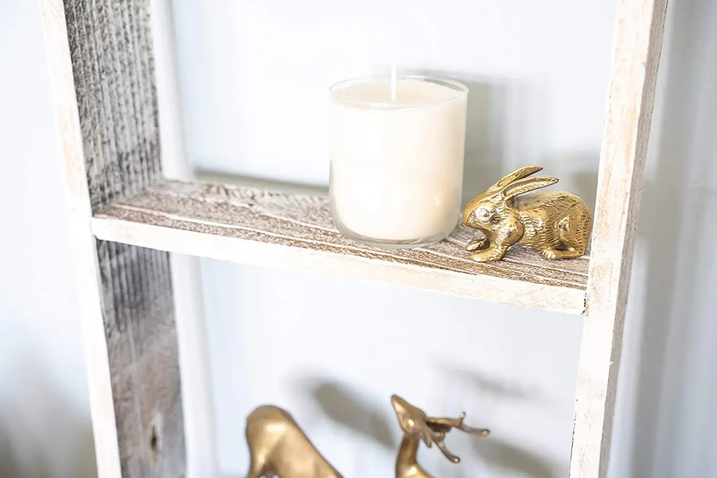 4 Step Rustic White Wood Ladder Shelf - Homeroots - Flyclothing LLC