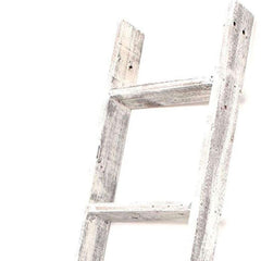 4 Step Rustic White Wood Ladder Shelf - Homeroots