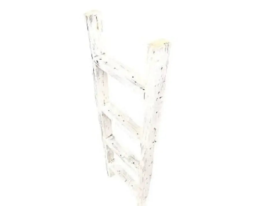 4 Step Rustic White Wood Ladder Shelf - Homeroots - Flyclothing LLC