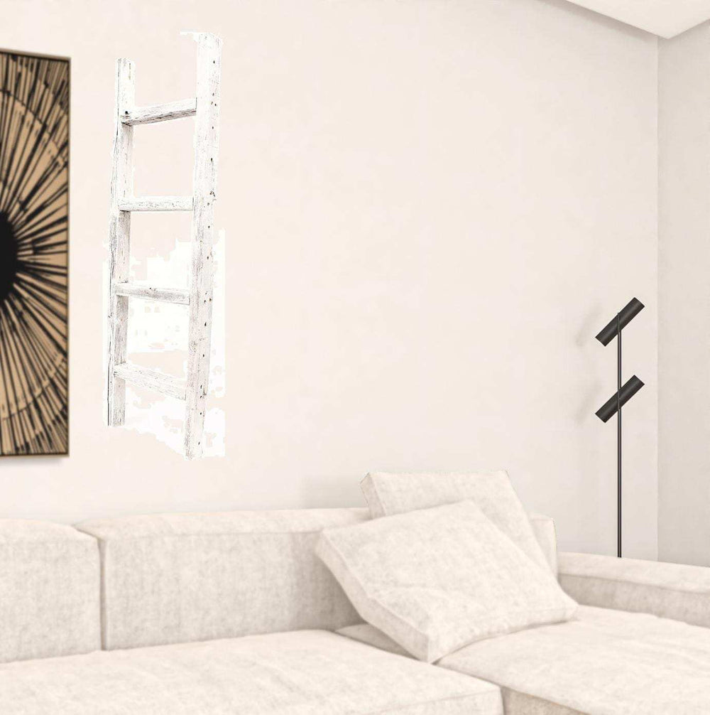 4 Step Rustic White Wood Ladder Shelf - Homeroots - Flyclothing LLC