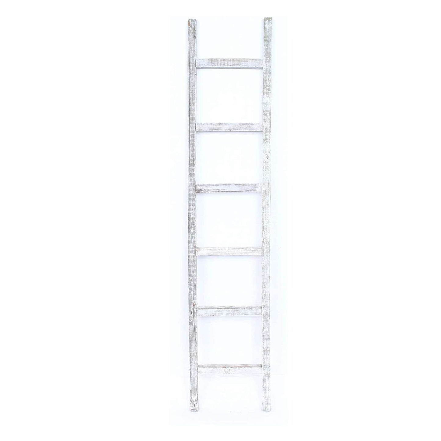 6 Step Rustic White Wash Wood Ladder Shelf - Homeroots - Flyclothing LLC